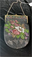 Vintage Beaded Purse Handbag, 9" x 7"
