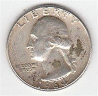 1964 P US Washington Quarter Dollar Coin 90%