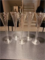 Champagne flute set of 5. Basement bar.