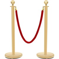Golden Stanchion 2PCS  4.8ft Red Velvet Rope