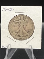 Walker 90% Silver Half Dollar 1942