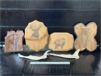 WILDLIFE DRAWINGS ON WOOD, JAW BONES