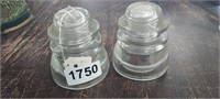 (2) GLASS INSULATORS