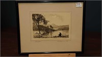 Antique etching "Coniston" by George H Downing RBA
