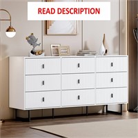 Pure White 9-Drawer Modern Dresser