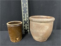 Pair of Early Stoneware Pottery Jars