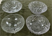 4 Pattern Glass Bowls