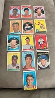 1958 and 1959 Topps lot of 13 cards with stars