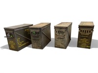 4 Large Metal Military Ammo Boxes