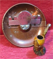 Vintage Grey Cabs Taxi Ashtray & Walnut Pipe Funky