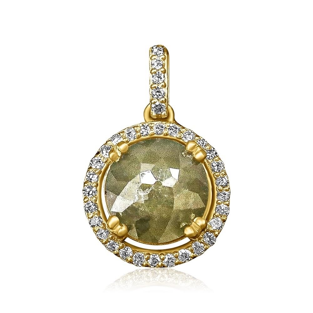 14K YELLOW GOLD 3.00CT PERIDOT 1.00CT DIAMOND PEND