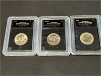 Three uncirculated slabbed and authenticated