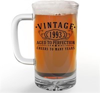 VINTAGE 1993 PRINTED 16oz GLASS BEER MUG