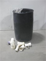 Plastic Barrel W/Assorted Plumbing Pipe Elbows