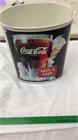 Coca-Cola small metal trash can.