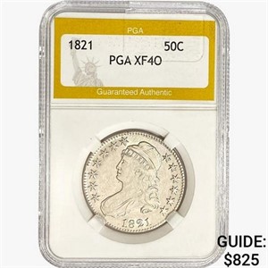 1821 Capped Bust Half Dollar PGA XF40