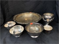 6 PC ASSORTED SILVER PLATE SERVING PIECES