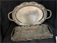 2 SILVER PLATED SERVING TRAYS - 15.5 X 7 “ AND