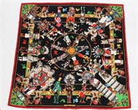 Hermes, "Kachinas" Silk Scarf in Black