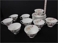 SET OF 9 ROYAL DOULTON "CLOVELLY" CUPS & SAUCERS