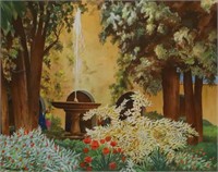 Homer Neville "Alhambra Garden" Watercolor