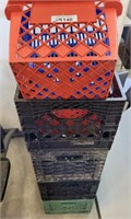 GROUP OF MILK TYPE CRATES, SHOPPING BASKETS