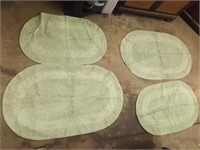 (4) Green Rugs -- Large 39" x 24"  Small 32" x 20"