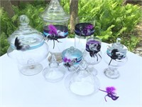 Glass Globes  w/ Lids Lot