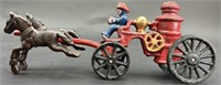 Antique Cast Iron Horse Drawn Fire Tanker