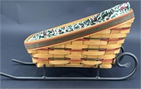 Large Longaberger Sleigh Basket W Wrought Iron