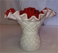Kanawha Milk White Red Cased Glass vase