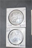 2--1888 Morgan Silver Dollars Mint Mark "S"