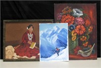 Lot Of 3 Original Paintings - 1 Is Framed