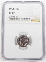 1954 PROOF ROOSEVELT DIME - NGC PF67