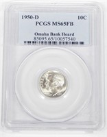 1950-D ROOSEVELT DIME - PCGS MS65 - OMAHA BANK