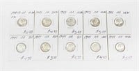 10 UNCIRCULATED MERCURY DIMES - 1944 to 1945