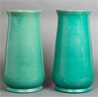 Modern Turquoise Glazed Art Pottery Vases, Pair