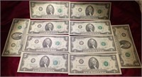 (10) 1976 $2 Bills