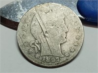 OF) Key date 1897 O silver Barber quarter