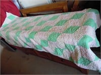 PATCHWORK QUILT, GREEN AND WHITE