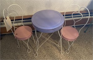 Doll Sized Metal Ice Cream Parlor Table and Chair