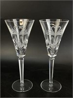 Waterford Etched Crystal Champagne Flutes