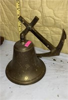Brass Bell with Anchor Wall Hanging