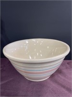 McCoy pottery bowl ovenware pink blue stripe