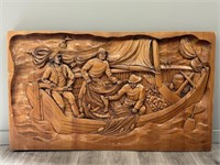 Large Bas-Relief in Carved Wood, J.J. Bourgault