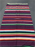 Vtg Mexican Colorful Striped Serape Blanket 82x48