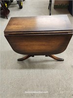Mahogany? Drop Leaf Side Table With Brass