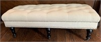 Tufted Cream Colored Ottoman w/Wheels