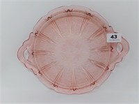 Pink Depression Cake Plate
