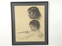 Framed Native American Print 21" x 24.5"